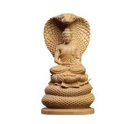 BoBoBn Sculpture sur Bois Bouddha Shakyamuni Serpent Statue - Fondateur du Bouddhisme, Maison, Bureau, Cadeau Attentif for Les Amis Bouddhistes(Beige)