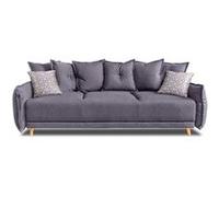 BOBOCHIC Lena - Canapé 3 places convertible - avec coffre - en tissu style scandinave - Gris clair