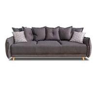 BOBOCHIC Lena - Canapé 3 places convertible - avec coffre - en tissu style scandinave Couleur - Gris foncé - Gris foncé