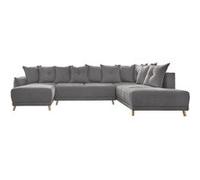 Lena - Canapé d'angle panoramique convertible droite - L312x90x155/190cm Couleur - Gris foncé