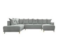 BOBOCHIC LENA - Canapé d'angle panoramique convertible gauche - L312x90x155/190cm - Gris clair Gris clair G