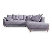 BestMobilier LENA canapé d'angle droit convertible 5 places - Tissu Gris clair