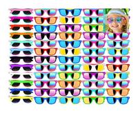 Boboeitody 48 Pièces Lot lunettes de soleil fete party pack lunettes deguisement Enfants Lunettes Fluo Fantaisie Protection UV400 pour fête d'anniversaire Beach Lunettes Pool Party 12 Couleurs