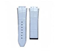 BoBoHome 25x19mm Bracelet Cuir Premium Léger Fabriqué Main, Bracelet Montre Cuir Authentique Jeune Abrasion pour HUB-LOT B-I-G B-A-N-G Fu-sion Series-Blanc