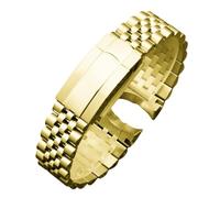 BoBoHome Bracelet de Montre Acier Inoxydable Hommes Bande de Montre Métal Solide, Extrémité Courbe pour Rolex Submariner-Or 20MM