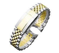 BoBoHome Bracelet de Montre Acier Inoxydable Hommes Bande de Montre Métal Solide, Extrémité Courbe pour Rolex Submariner-Argent Or 20MM