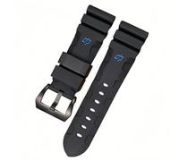 BoBoHome Étanche Silicone Montre Sangle Remplacement Montre Accessoires Ajuster Caoutchouc Bracelet pour PA-NE-RAI PAM351 PAM111 PAM380-Noir & Bleu + Noire Boucle 24mm