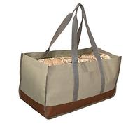 BoBoHome Transporteur De Bûches en Toile De Cire Robuste, pour L'Extérieur Sac De Rangement De Bois De Chauffage De Cheminée Imperméable pour Accessoires De Poêle À Bois De Cheminée-Marron