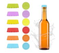 BOBOPACK 12 pcs Bouchon Bouteille Verre, Bouchons de Bouteilles de Bière, Réutilisables Bouchons pour Bouteille de Champagne, Bouchon de Vin Gardant La Fraîcheur(6 Couleurs)