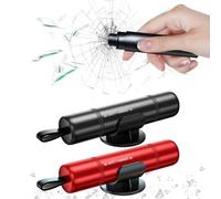 BOBOPACK 2 Pièces Coupe Ceinture Brise Vitre, 2 en 1 Coupe Ceinture Brise Vitr avec Socle, Portable Brise Vitre Voiture, Pour une évacuation d'urgence en cas d'enfermement dans une voiture(Noir+Rouge)