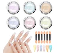 BOBOPACK 6Pcs Poudre Chrome Ongle, Effet Chrome Ongle Miroir MéTallique Brillant, Poudre Chrome Ongle Pigments Avec Paillettes Pou La DéCoration D'Art Ongle, pour Ongles Manucure Salon