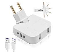 BOBOPACK Prise Plate Derriere Meuble, avec 2 Prises de 220 V et 2 USB, Connexion pivotante à 180°, Peut être Utilisé là où l'espace est Restreint (Derrière Un Téléviseur, Derrière Un lit).