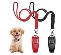 BOBOPACK Sifflet Ultrason Chien, Lot de 2 Hochets d'entraînement 2 en 1, Sifflets pour Aboiement, Clicker avec Cordons, Accessoires de Dressage pour Chien, Cliquetis (Rouge et Noir)