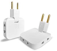 BOBOPACK X2 Multiprise Plate, Raccordement Pivotant à 180, 16A/250V, Adaptateurs de Prise UE-USA, Peut être Utilisé là où l'espace est Limité (DerrièRe la TéLéVision, DerrièRe Le Canapé)