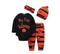 BOBORA Costume Halloween Bébé Mon 1er Halloween Manches Longues Barboteuse + Pantalons + Chapeaux + Bandeau 0-24Mois