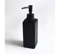 BoBoU Distributeur de savon en verre véritable noir mat,Distributeur de liquide vaisselle,En céramique,Design rétro,350 ml,Pour salle de bain et cuisine (noir)