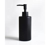 BoBoU Distributeur de savon en verre véritable noir mat,Distributeur de liquide vaisselle,En céramique,Design rétro,Pour salle de bain et cuisine,Noir (rond)