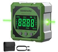 BOBOVAV Inclinomètre Numérique Rechargeable avec 2 Vert Laser 4×90°-Vert | Niveau Electronique ±0,1°,avec 4 Faces Aimantées,IP54,Remise à Zéro,Arrêt Automatique,Écran LCD,pour Construction,Menuiserie