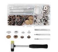 BOBOZAN Lot de 30 boutons-pression 15 mm - Kit d'outils de fermeture à pression sans couture et marteau - 2 couleurs pour cuir, vêtements, sac à main, jeans, sacs, antirouille et durable, nettoyage à
