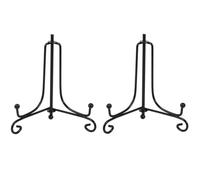BOBOZHONG 2 Pack Support de Présentation pour Assiettes - Porte-Cadre en Fer Noir, Support Réglable et Pliable pour Photos, Livres, Art (7 Pouces)
