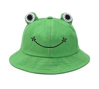 BOBOZHONG Chapeaux de Seau,Chapeaux de Soleil Plage en Coton,Chapeaux de Pêcheur Pliable,Chapeaux Seau Grenouille,pour Voyage Plage Jardinier Randonnée,pour Femme Homme Adulte(Vert)