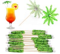 BOBOZHONG Cocktail Parasols,50 pcs Parapluies Colorés en Papier Décoration de Cocktail en Papier,Paquet Parapluies de Cocktail,pour Fiesta,Tropical Beach Parties（Palmier）