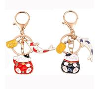 BOBOZHONG Porte-Clés Chat Porte-Bonheur,2PCS Porte-clés Feng Shui,Pendentif Porte-Bonheur Chat Porte Clé Kawaii pour Sac à Main, Portefeuille,Cadeau de Nouvel an ou d'anniversaire