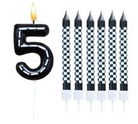 BOBOZHONG Racing Thema Geburtstagskerzen Kinder,7 STK Kerzen Rennwagen,Geburtstagskerzen Zahlen Rennwagen Kuchen Topper,Rennwagen Themenparty für Mädchen Jungen Dekorationen Zubehör(Zahl 5)