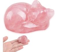 BOBOZHONG Statuette de Chat en Cristal Rose 1,5" - Décoration de Bureau, Porte-Bonheur, Cadeau pour Amoureux des Chats, Sculpture Main Taillée, Figurine Mignonne pour Maison/Bureau (Rose)