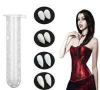 BOBOZHONG Vampire Teeth,4 Paires de Dents de Vampire,Cosplay de Fête d'halloween Décoration de Prothèse Dentaire avec Pastilles Adhésives,pour Faveurs de Fête de Costume d'halloween(4 Tailles)