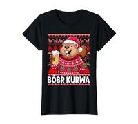Bòbr Kurwa Pull de Noël Polonais Bière Drôle Bober Kurwa T-Shirt, Femme, Noir, M