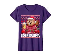 Bòbr Kurwa Pull de Noël Polonais Bière Drôle Bober Kurwa T-Shirt, Femme, Violet, M