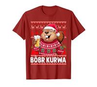 Bòbr Kurwa Pull de Noël Polonais Bière Drôle Bober Kurwa T-Shirt, Homme, Canneberge, M