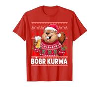 Bòbr Kurwa Pull de Noël Polonais Bière Drôle Bober Kurwa T-Shirt, Homme, Rouge, M