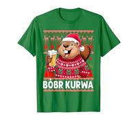 Bòbr Kurwa Pull de Noël Polonais Bière Drôle Bober Kurwa T-Shirt, Homme, Vert Kelly, M