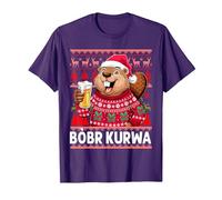 Bòbr Kurwa Pull de Noël Polonais Bière Drôle Bober Kurwa T-Shirt, Homme, Violet, M