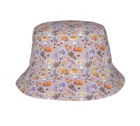 Bobs Femme, Champignons Violet Pastel Pecheur Chapeaux Pliable, Unisex Seau Chapeau pour Plage Vacances Hommes