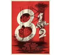 BOBSLA Poster Huit Et Demi 8 1/2 Federico Fellini Italie Vintage Film Affiche Mur Art Toile Peinture Décor À La Maison 50X70Cm Pas De Cadre
