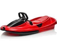 Bobsleigh avec volant - ROUGE - Bobsleigh piloté - Avec câble de traction et frein - Idéal pour dévaler la piste de luge à toute vitesse