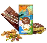 Bobzo Meltz Halal Dubai Pistache Kunafa Barre de chocolat au lait du Moyen-Orient de qualité supérieure, dessert arabe gastronomique, boîte cadeau de luxe halal des Émirats arabes unis (lot de 1)