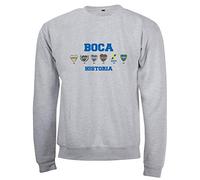 Boca Juniors Sweat col Rond Grey historia Logos Mixte Adulte, Gris, FR : 2XL (Taille Fabricant : XXL)