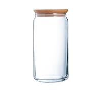 Luminarc Bocal en verre Pure Jar Wood – Couvercle bois hermétique, sans plomb ni cadmium – 1,5 L