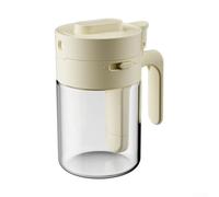 Bocal à assaisonnement en verre avec couvercle vertical, récipient à épices carré scellé pour le rangement de la cuisine, poignée facile, design peu encombrant (couleur crème)