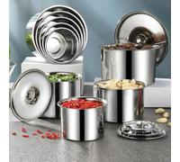 Bocal à assaisonnement magnétique en acier inoxydable adapté pour un usage domestique, offrant un rangement pour diverses épices de cuisine et fonction de bassin rond pour battre les œufs (corps de 22