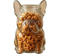 Bocal à biscuits en verre en forme de bouledogue français avec couvercle pour cookies, bonbons, dosettes de café et collations pour animaux domestiques, décoration de cuisine pour les amoureux des