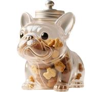 Bocal à biscuits en verre en forme de bouledogue français avec couvercle pour cookies, bonbons, dosettes de café et collations pour animaux domestiques, rangement décoratif pour les amateurs de chiens