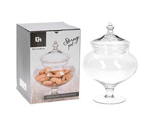 Bocal à biscuits en verre transparent avec couvercle - Style victorien vintage pour bonbons, chocolats, bonbonbons, nourriture, buffet, fête de mariage, centre de table, cuisine