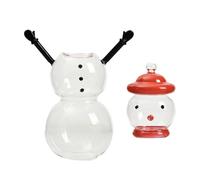 Bocal à bonbons de Noël en verre en forme de bonhomme de neige avec couvercle, pots de rangement pour centre de table de vacances, banquet, mariage, fête, chambre à coucher, décoration d'étude