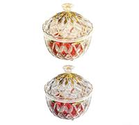 Bocal à bonbons en verre avec couvercle, récipient de rangement décoratif, bocal d'apothicaire transparent pour comptoir, petit bocal en verre pour boules de coton, bol à bonbons de bureau pour (jaune