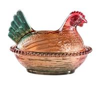 Bocal à bonbons en verre avec motif volaille, plateau décoratif en verre | présentation élégante qui améliore l'esthétique de la maison, idéal pour les cookies, les chocolats, les noix, la salle à